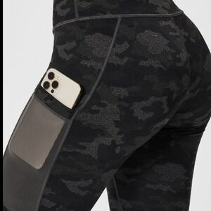 Fabletics Black Camouflage Leggings with Pocket